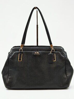 Coach Black Leather Shoulder Bag Tote Satchel Gold Tone Hardware